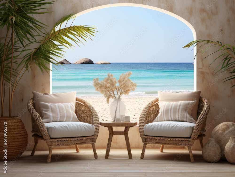 Mock up frame in cozy Coastal Home HD, Background