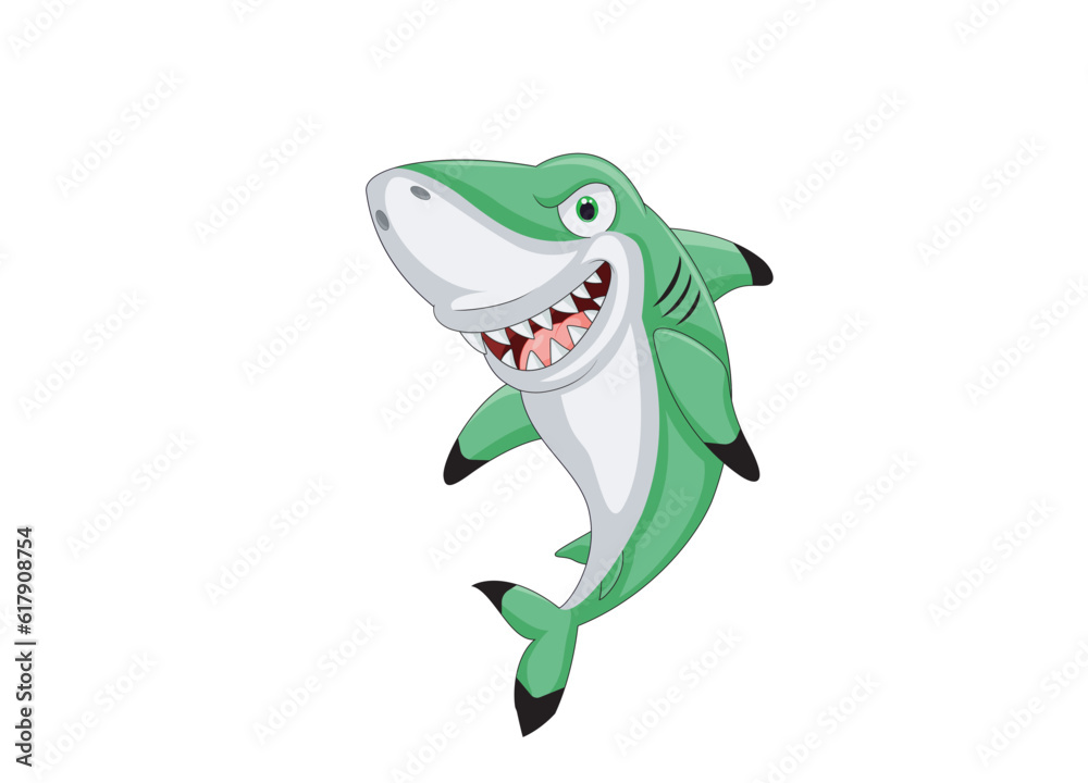 Naklejka premium Cartoon funny shark design. Cute shark cartoon.