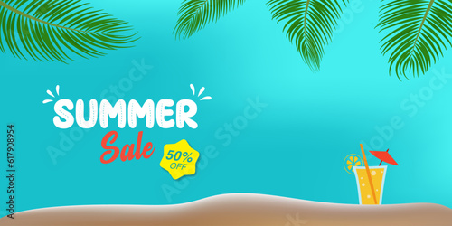summer sale background with beach vibes decoration.summer sales promotion