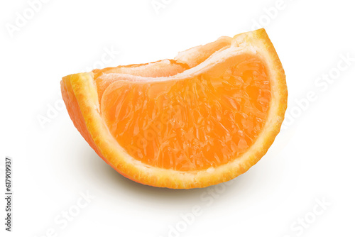 Tangerine or clementine slice isolated on white background with full depth of field.