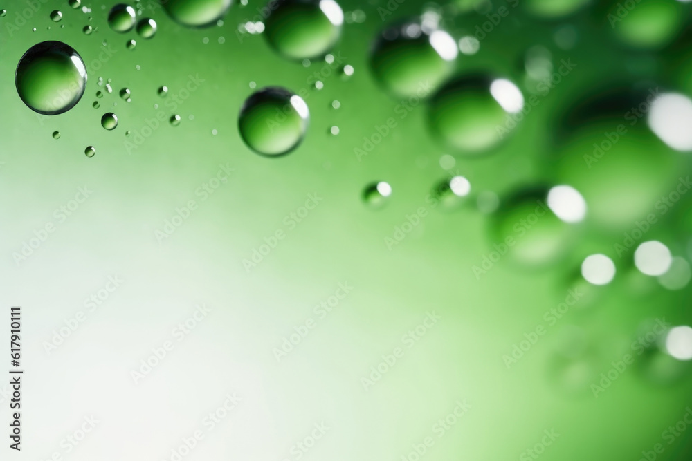 Abstract green background illustration with drops, created using generative AI tools