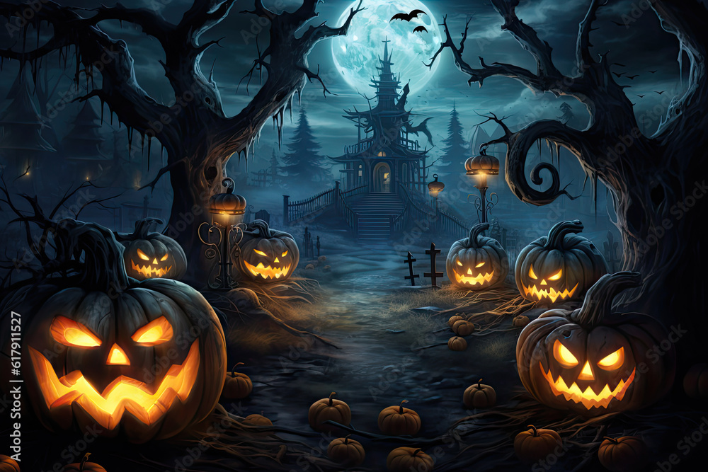 Scary Halloween Pumpkin Background - High-Quality, Royalty-Free Stock Image for Spooky Celebrations