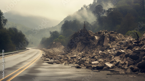 Rockslide California Highway photo