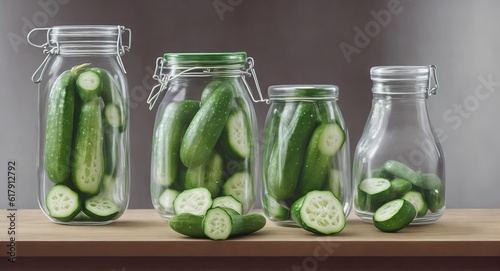 cucumbers in a transparent jar. ai generation