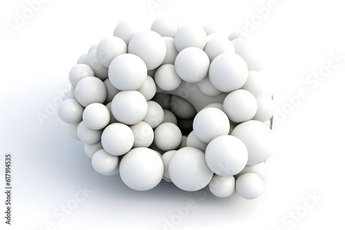 illustration of abstract letter O made from large white rubber balls on white background