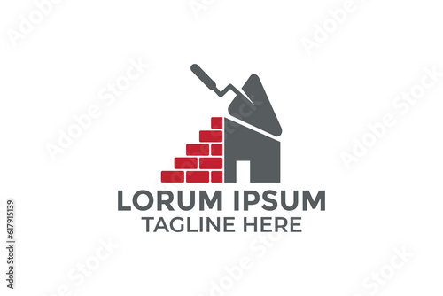 Wall Plastering Logo Vector Template Illustration