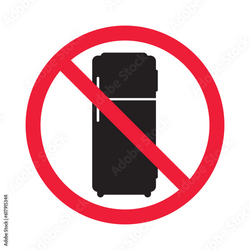Forbidden Prohibited Warning, caution, attention, restriction label danger. No Refrigerator vector icon. Frig flat sign design. Do not use Freezer symbol pictogram. Frig icon. Refrigerator sign UX UI 