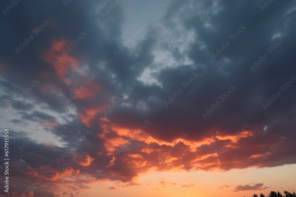 a sunset over the desert with clouds on a blue sky