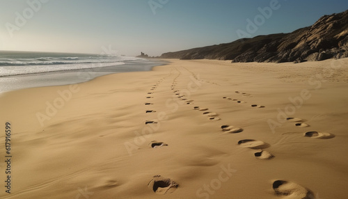 Walking on sand dunes  enjoying the tranquil scene of nature generated by AI