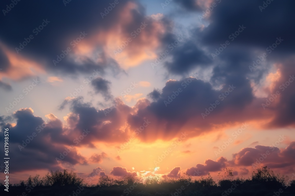the sun rays shining against the looming clouds, sun rays coming down through a cloudy sky. AI Generated