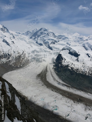 Glacier and snow covered mountains in Switzerland, Matterhorn