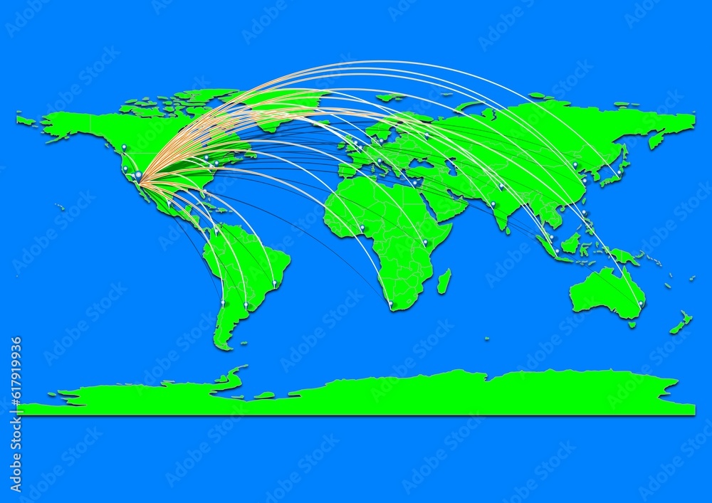 Naklejka premium Vibrant Mexicali, Mexico map - Export concept map for Mexicali, Mexico on World map. Suitable for export concepts. File is suitable for digital editing and prints of all sizes.