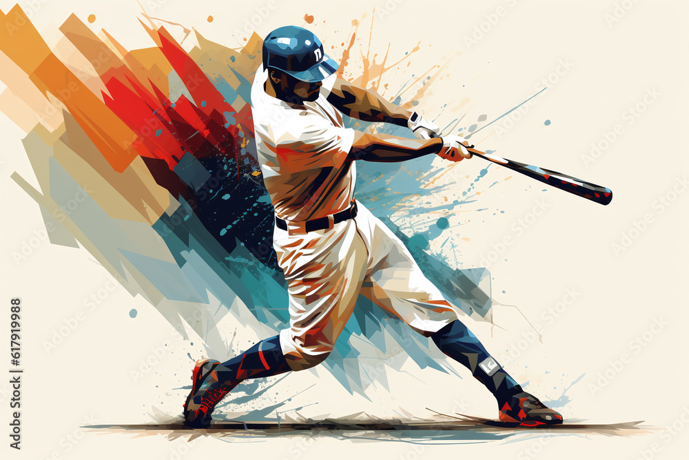 Graphic sketch of a baseball player in motion.