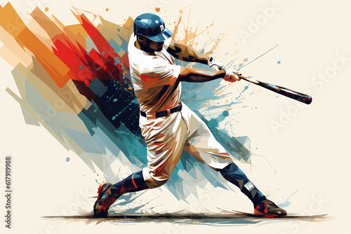 Obraz na płótnie Graphic sketch of a baseball player in motion. w salonie