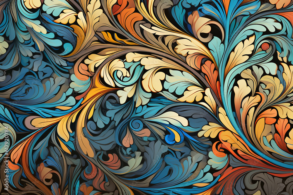 arabesque pattern. Multicolored beautiful background. Generative AI