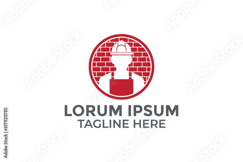 Stucco Worker Repair and Plastering Logo Vector Icon Template Illustration 