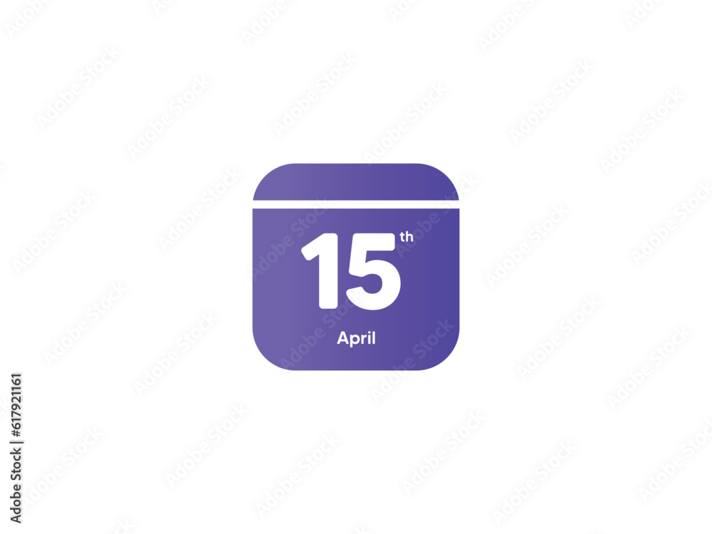 15th April calendar date month icon with gradient color, flat design style vector illustration 15th April calendar date month icon with gradient color, flat design style vector illustration