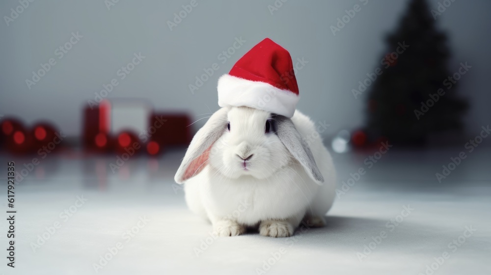 The Santa Bunny: Rabbit in a Santa Hat Delights in Spreading Holiday Happiness