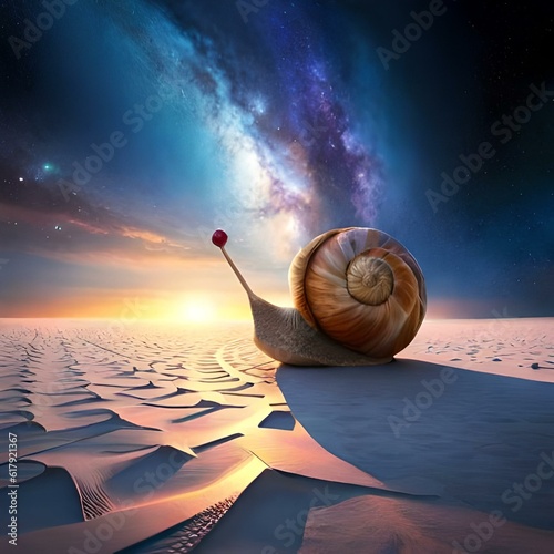 snail in the desert generated by AI