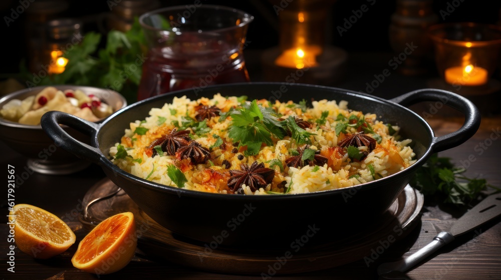 Traditional Turkish Pilav in a bowl, close-up. Created with generative AI. Traditional Turkish Pilav in a bowl, close-up. Created with generative AI.