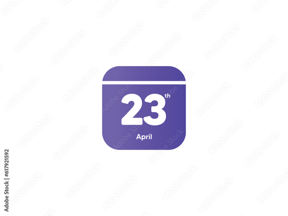 23th April calendar date month icon with gradient color, flat design style vector illustration