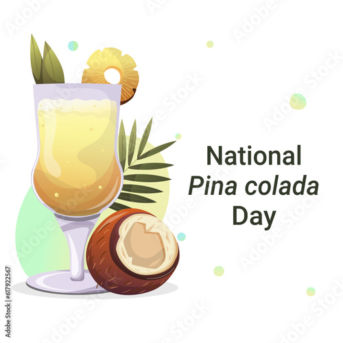 national pina colada day. Trending template banner, advertisement, postcard, invitation card.