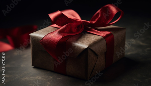 Romantic gift box wrapped in shiny paper for birthday celebration generated by AI