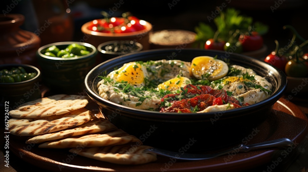 Traditional Turkish Meze in a bowl, close-up. Created with generative AI. Traditional Turkish Meze in a bowl, close-up. Created with generative AI.