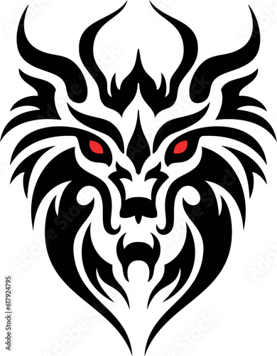 Black devil tribal tattoo, isolated