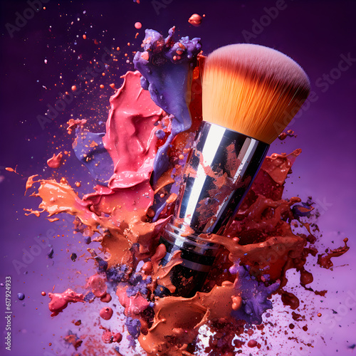 Abstract image of make up brush kit. AI Generative.