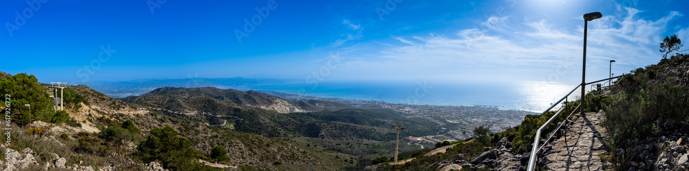 Panoramic view from mount Calamorro, near Malaga in the Costa del Sol in Spain