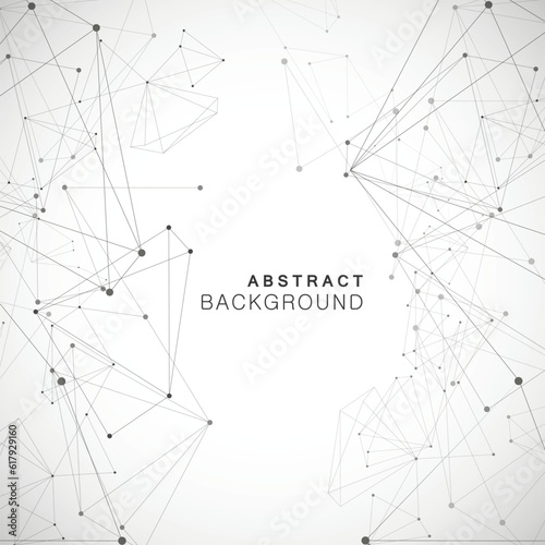 Network science polygonal triangle. Digital node tech connection. Polygon space element. Geometric wallpaper line background