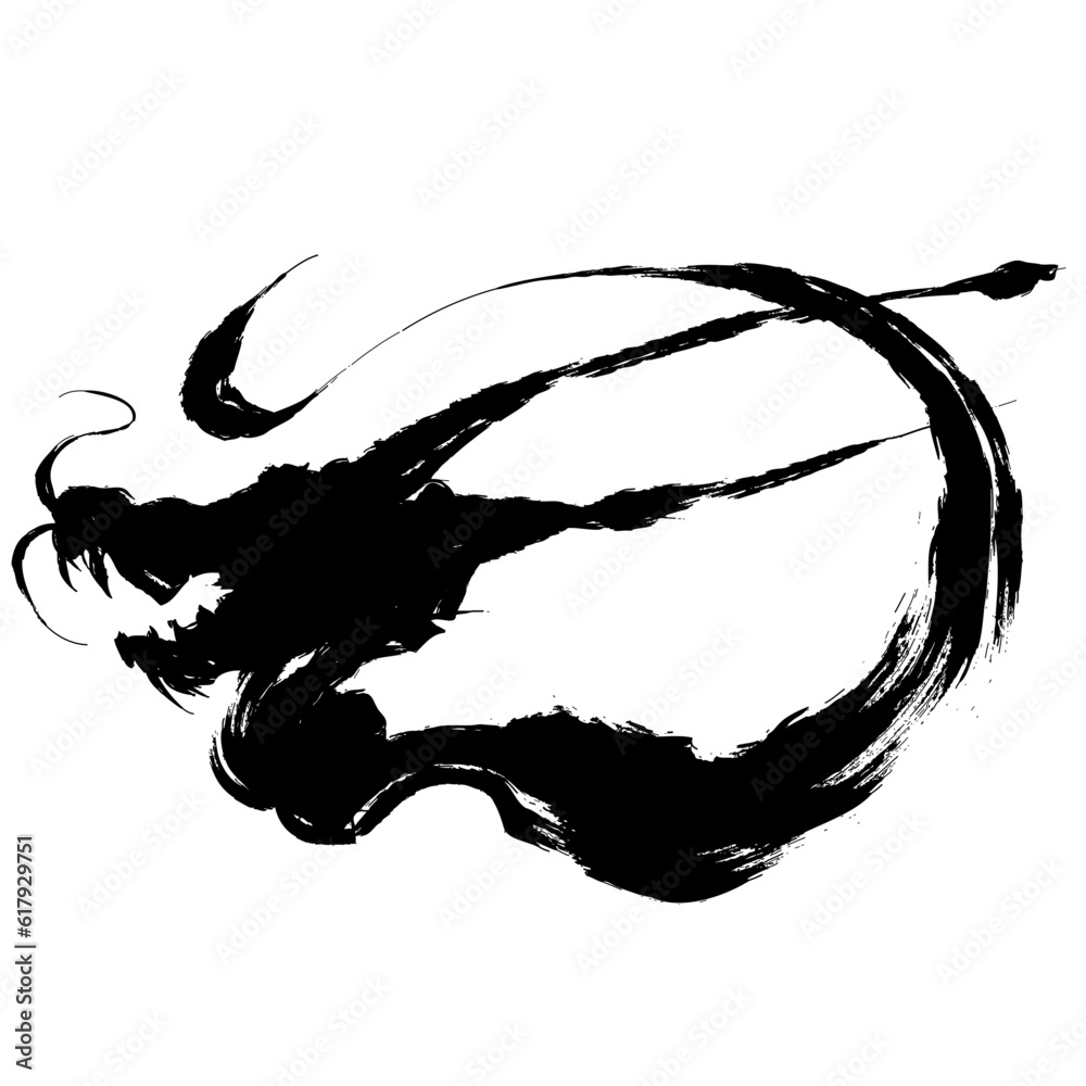 龍・ドラゴンの墨絵風イラスト素材 ベクター 龍・ドラゴンの墨絵風イラスト素材 ベクター
