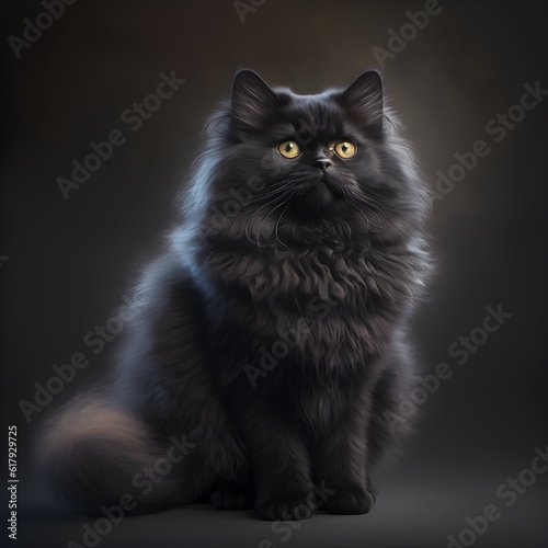 a realistic fluffy black cat full body ar 916  © Kelly