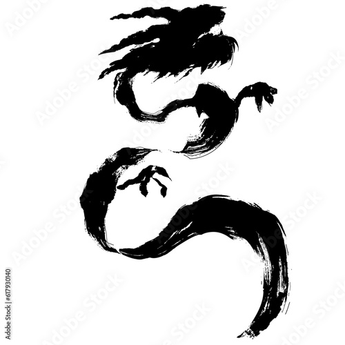 龍・ドラゴンの墨絵風イラスト素材　ベクター