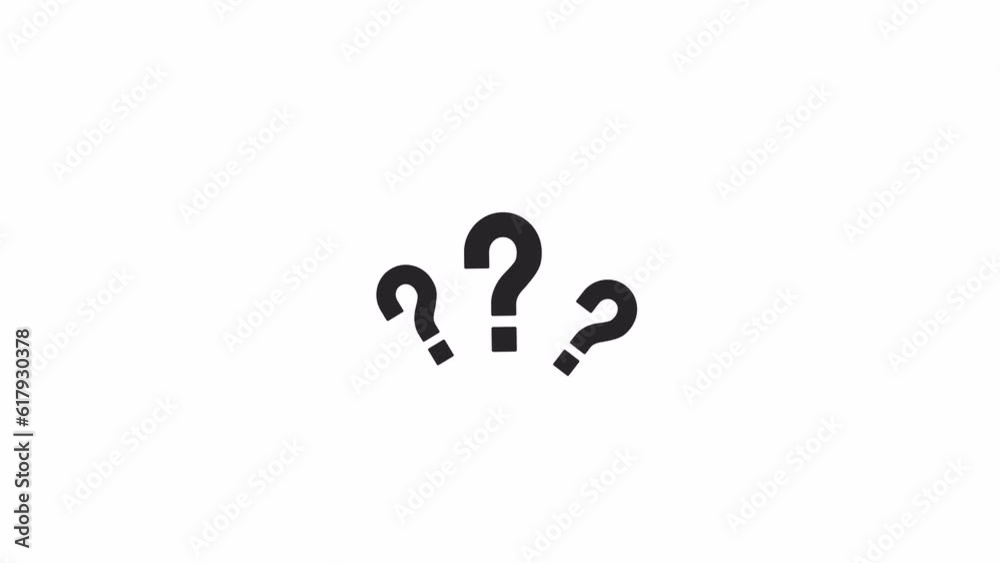 Animated bw question marks. Black and white thin line icon 4K video for web design. Why asking. Questioning problem isolated monochromatic flat object animation with alpha channel transparency