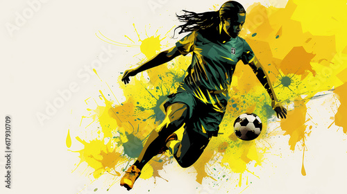 Silhueta abstrata de um jogador de futebol feminino brasileiro photo