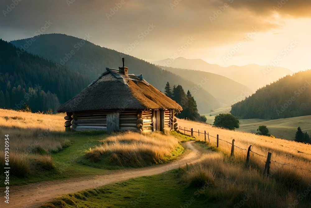 old house in the mountains generated Ai. old house in the mountains generated Ai.