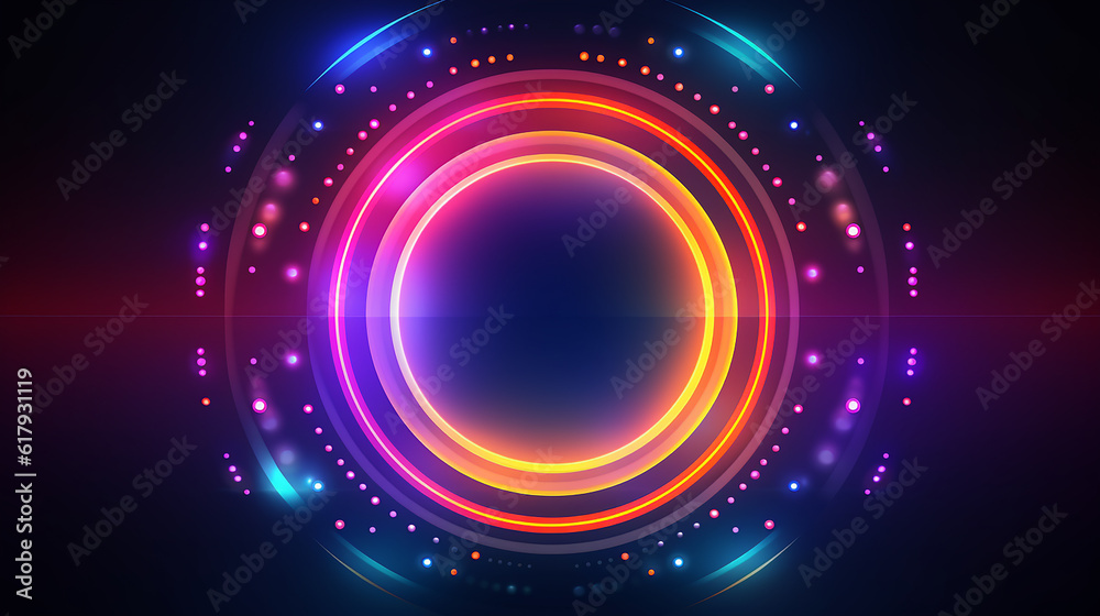 Obraz premium Vetor abstrato brilhante de fundo circular de luzes de néon