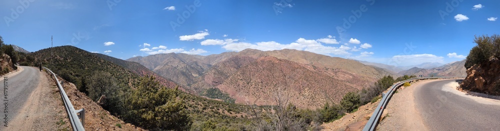 Panoramic view of famous Tizi n'Test pass in the Atlas mountains