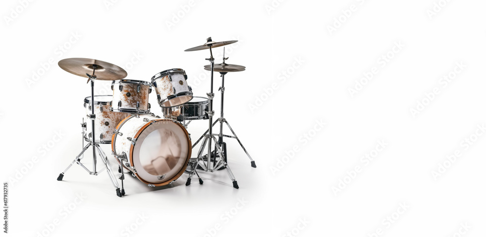 A Jazz drumkit on a white background, Created using generative AI tools. A Jazz drumkit on a white background, Created using generative AI tools.