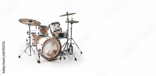 A Jazz drumkit on a white background   Created using generative AI tools.