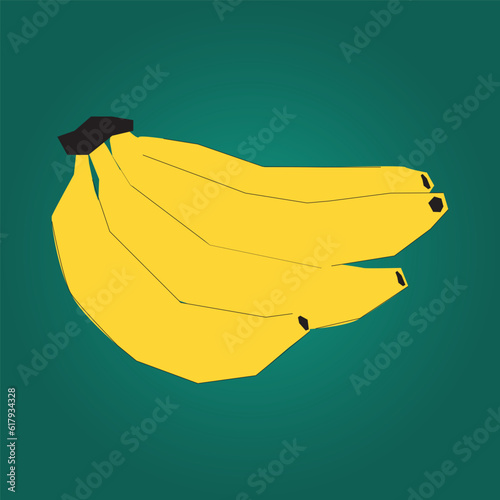 Realistic ripe banana bunch. Fresh yellow fruit for healthy eating, organic food adverts design. Sweet fruit full of vitamins. Vector delicious dessert, isolated illustration.