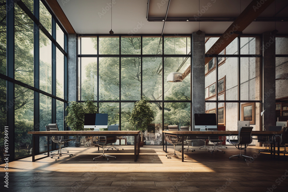 Open space office room, conference room, office room, office with