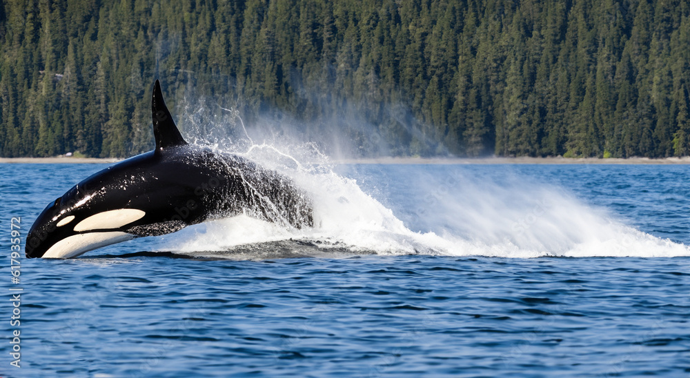 Obraz premium beautiful whale coming out of the sea in high definition
