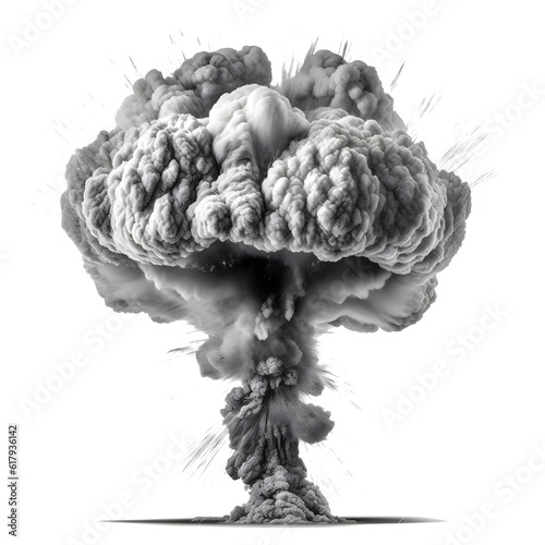 nuclear atomic explosions mushroom cloud isolated on transparent background ,generative ai