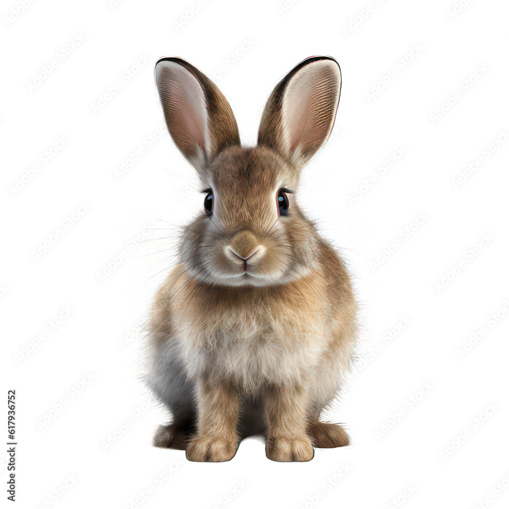 Rabbit isolated on white created with Generative AI Rabbit isolated on white created with Generative AI