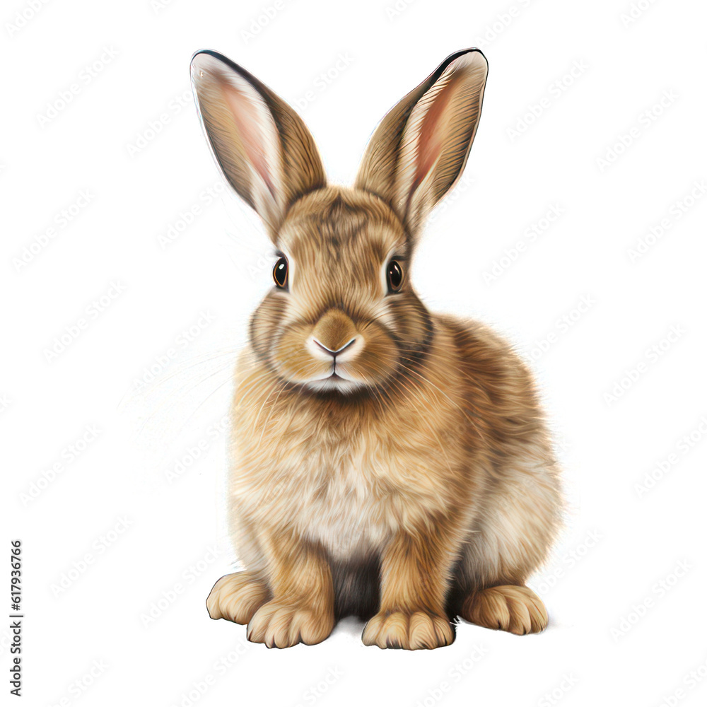 Rabbit isolated on white created with Generative AI