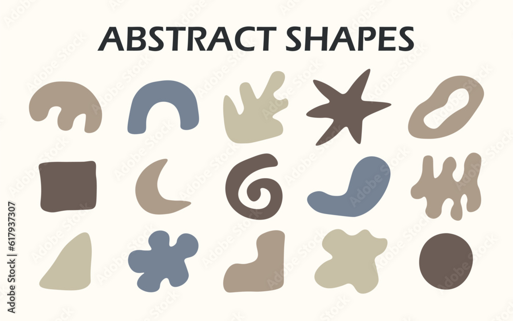 hand draw abstract shapes. set of colorful brown abstract shapes elements. hand prints hand draw abstract shapes. set of colorful brown abstract shapes elements. hand prints