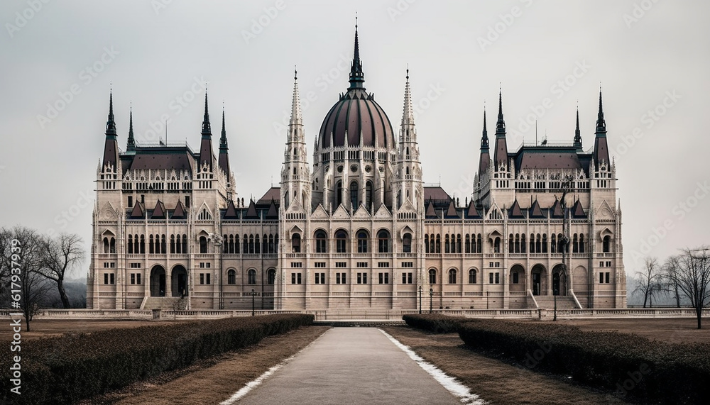 Majestic parliament building, iconic symbol of Hungarian culture and politics generated by AI